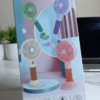 LingPan-pink-rechargeable-mini-fan-with-mobile-stand-